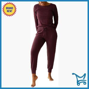 Maternity Nursing Pajama Set Long Sleeve Lounge Pants Large CozyKnit